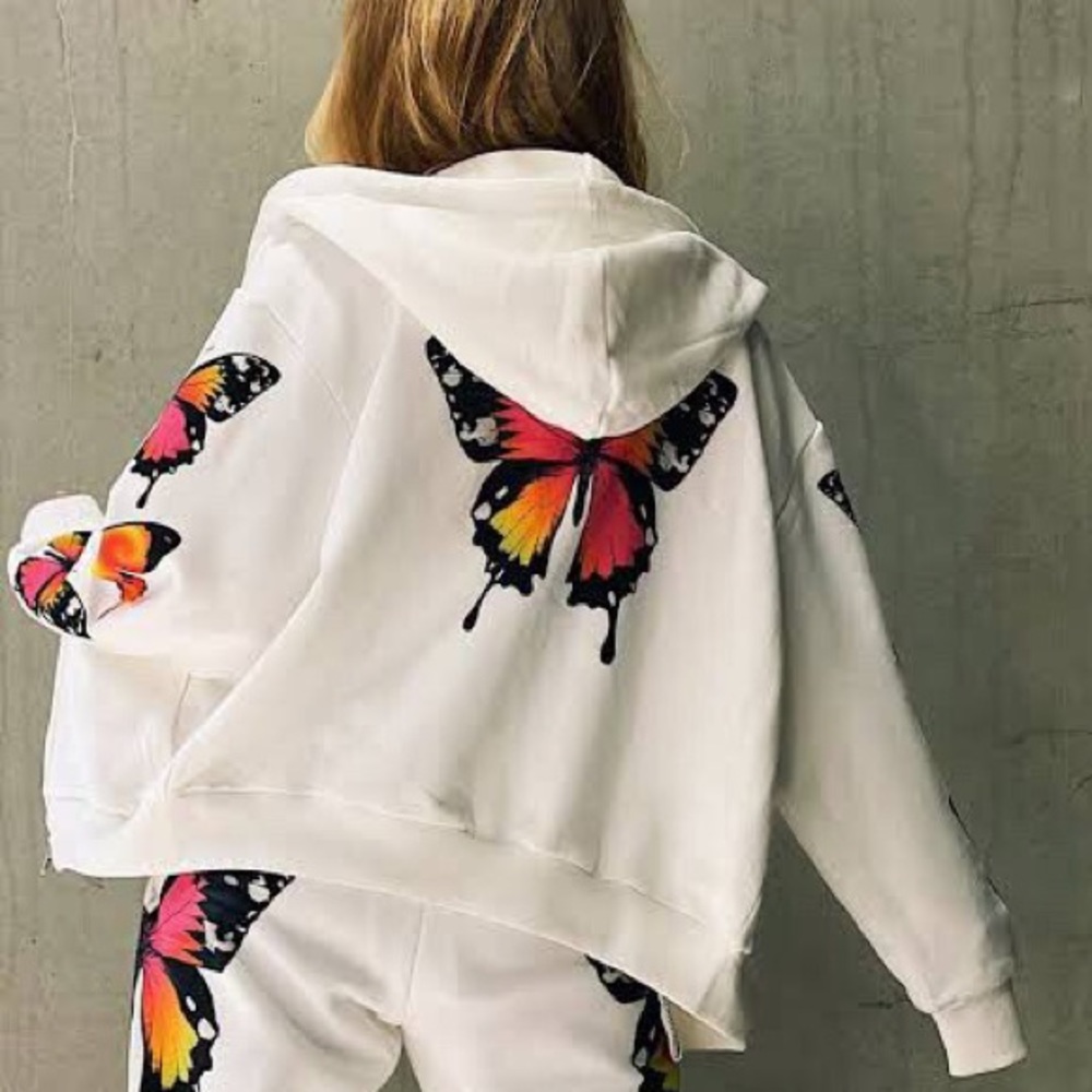 I Am Gia Butterfly Aporia zip up hoodie jacket white GREAT CONDITION sweatshirt
